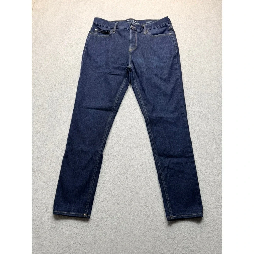 Banana Republic Mens Rapid Movement Slim Jeans Dark Wash Indigo 34x30 28 Inseam